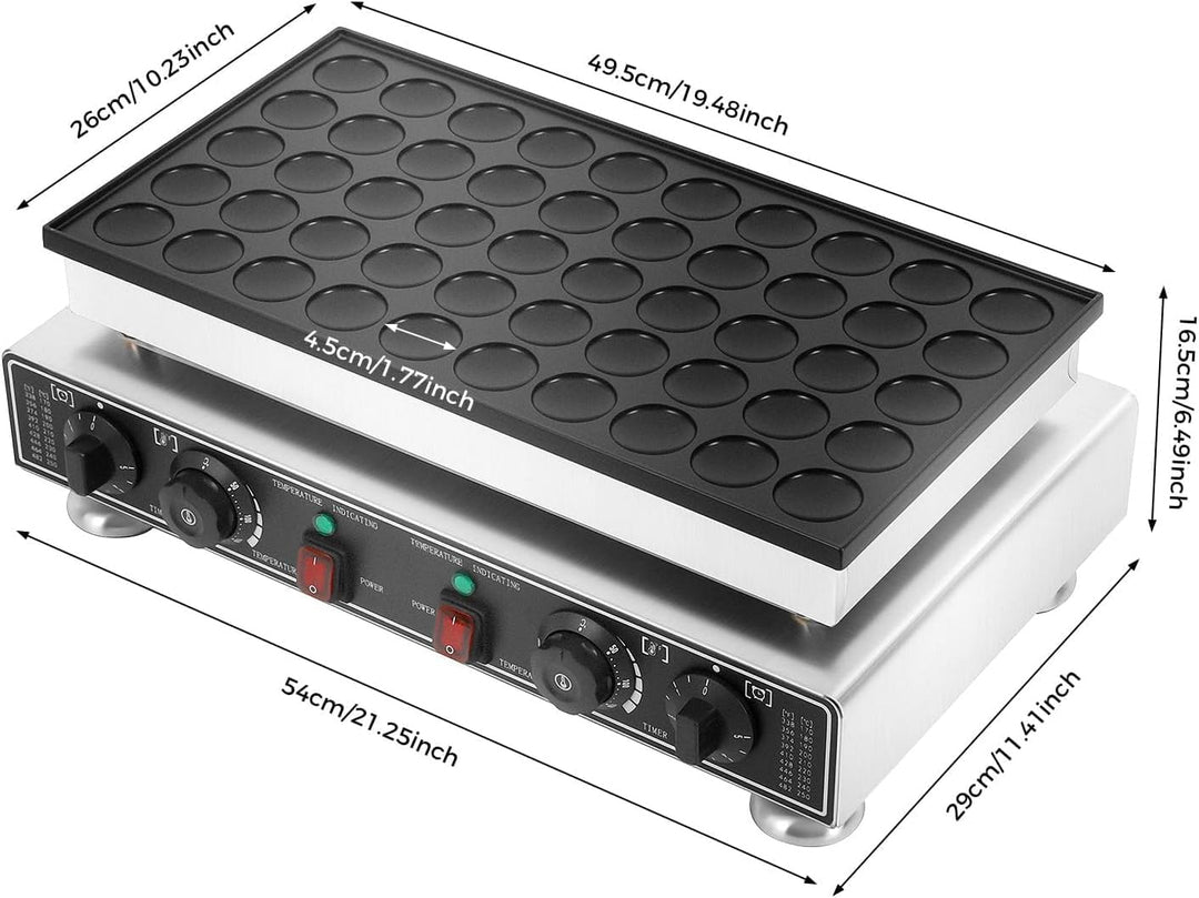 Mini Pancake Maker Poffertjes-Maschine 50Tlg Mini-Rundpfannkuchen Crêpes Maker Muffin-Maschine Mit S