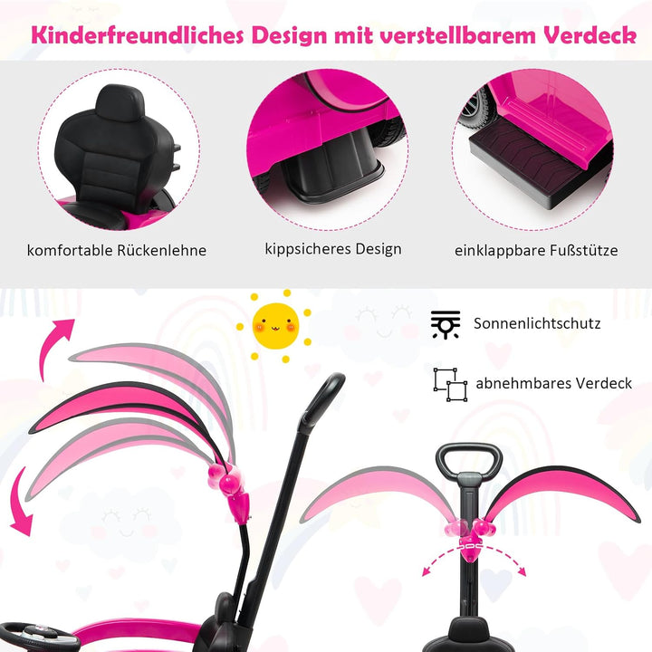 COSTWAY Mercedes Benz Rutschauto, 3 in 1 Rutscher Auto mit Sonnendach & Stauraum & abnehmbaren Schut