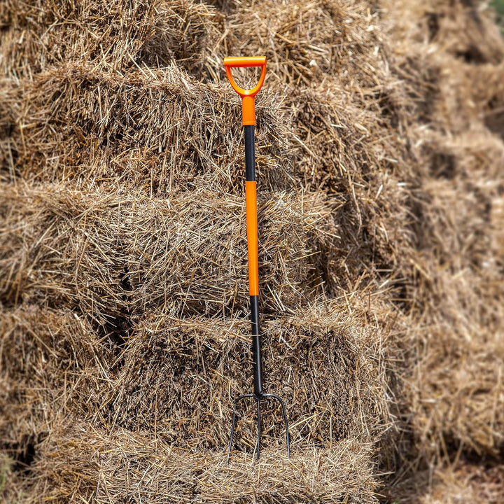 KADAX Spatengabel aus Stahl, 135cm Lange Gabel, Heugabel, Grabgabel zum Umgraben, ergonomische Garte