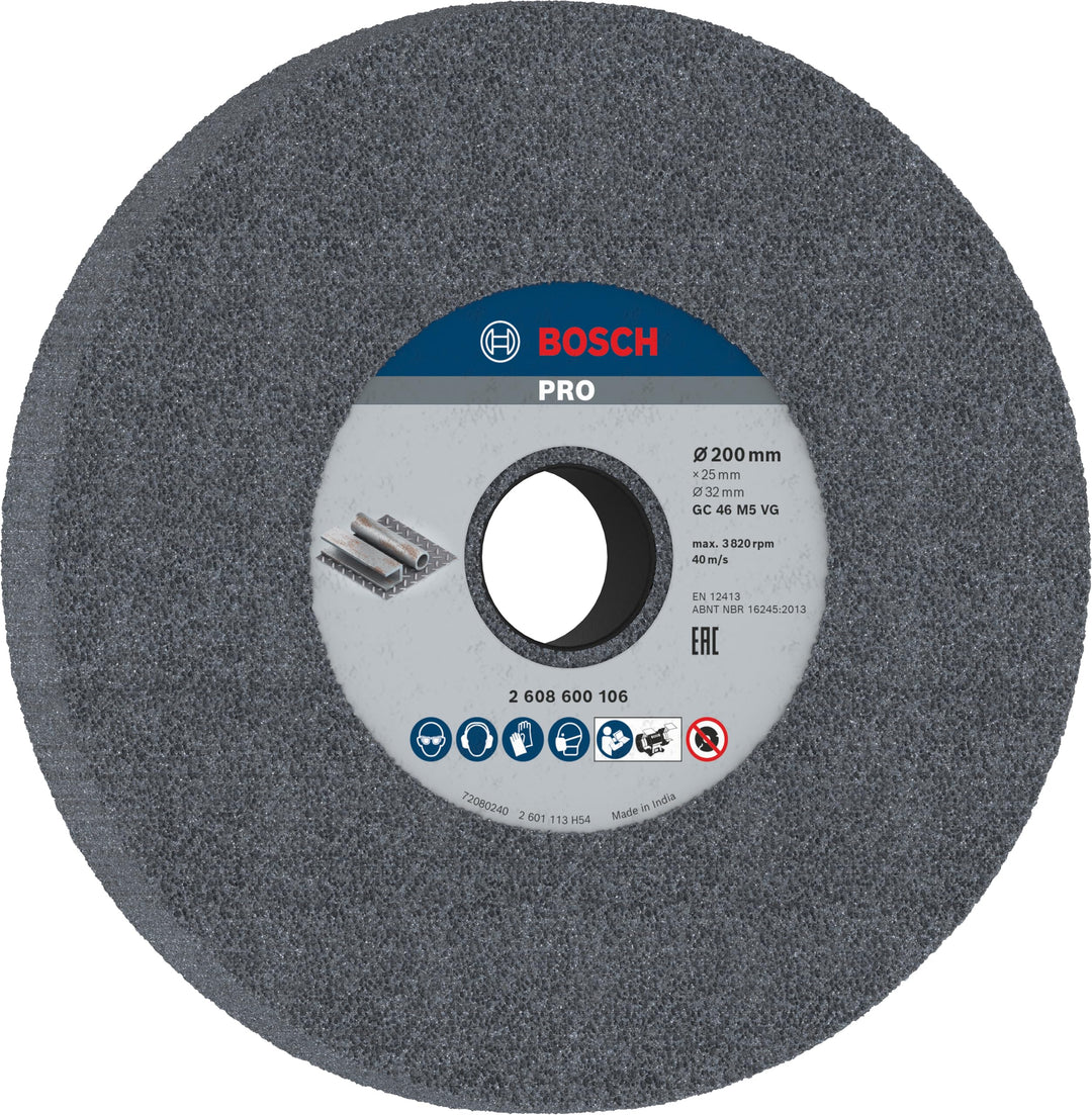 Bosch Professional 1x Schleifscheibe für Doppelschleifmaschine (Ø 200 x 25 mm, K46, Zubehör Schleifm
