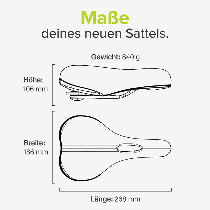 VELMIA Fahrradsattel mit ergonomischem 3-Zonen-Konzept & Memory Foam I Bequemer Fahrrad Sattel für D