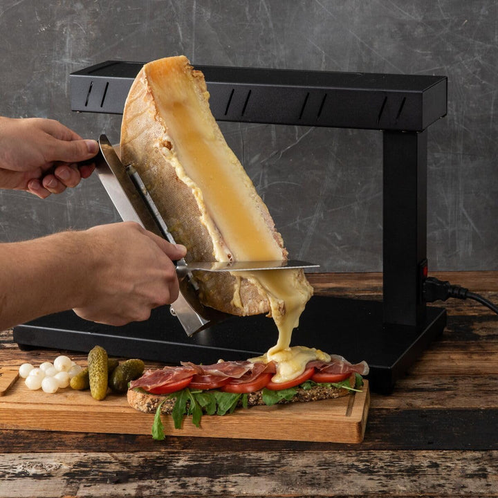 Boska Raclette Demi - Elektrisches Raclette-Gerät für halbe Schleifscheiben - Profi-System mit Drehm