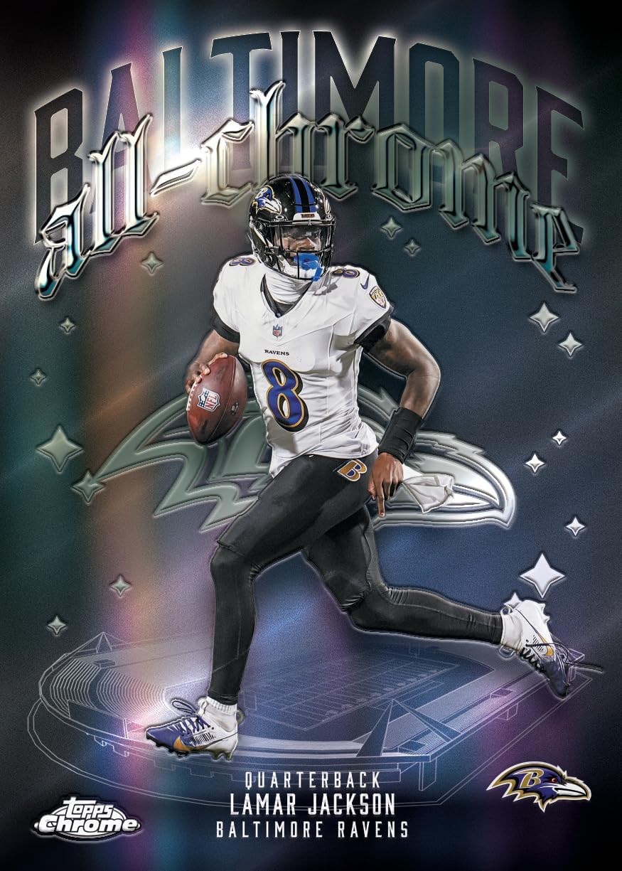 2025 Topps Chrome® Fussball - Vorteilsbox (enthält 4 Karten pro Packung, 7 Packungen pro Box)