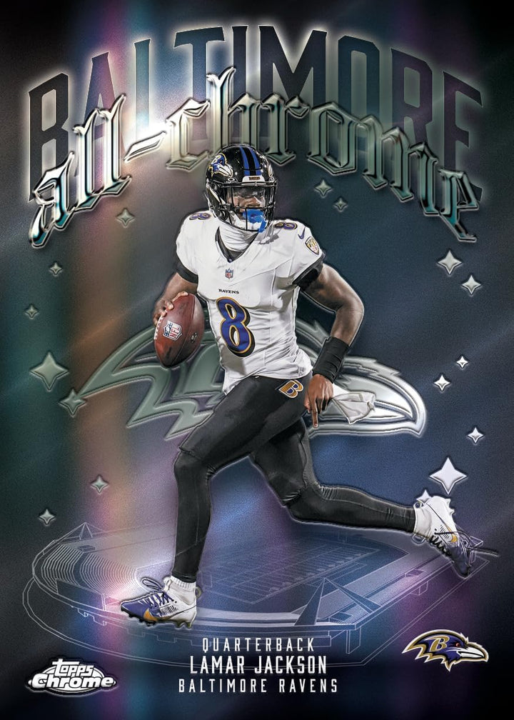 2025 Topps Chrome® Fussball - Vorteilsbox (enthält 4 Karten pro Packung, 7 Packungen pro Box)