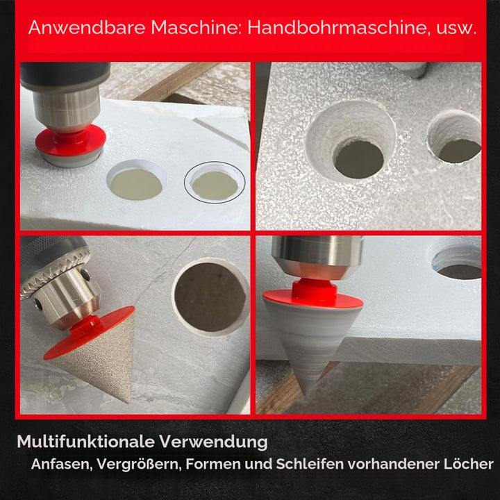 DT-DIATOOL Diamant-Abschräg-Fasen-Bits – Diamant-Kegelsenker-Bohrer 35 mm mit Sechskantschaft zur Ve