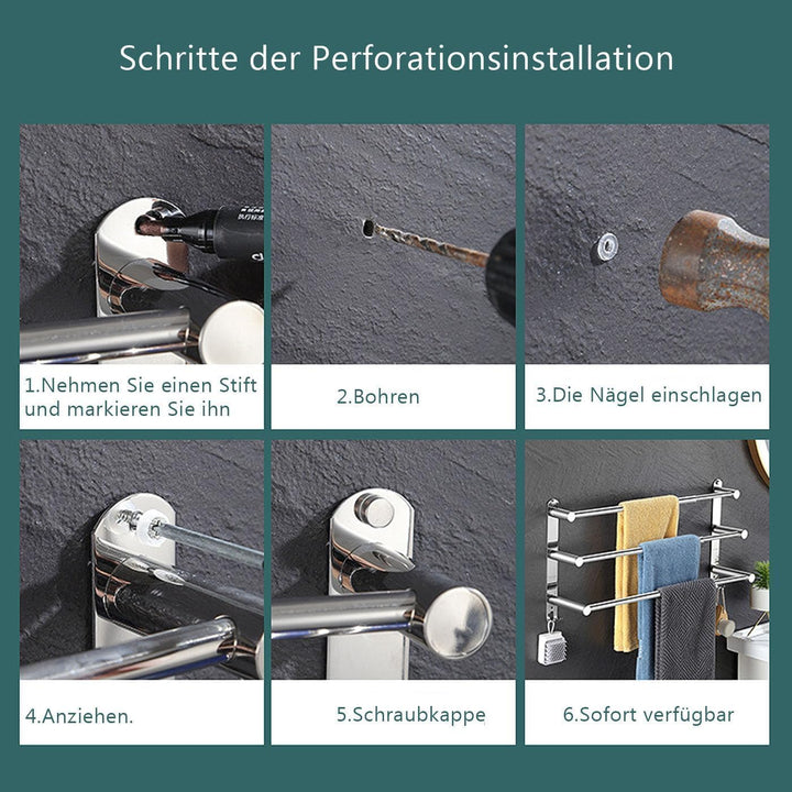 Raheem 43–75cm Handtuchhalter Ohne Bohren Ausziehbar 3-Schicht Edelstahl Handtuchstange Selbstkleben