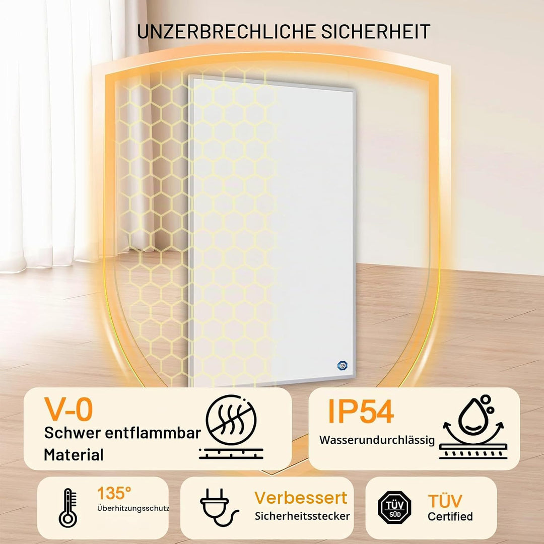 Infrarotheizung 1000 Watt, Energiesparende Infrarot Wandheizung - Infrarot Heizung Heizkörper Heizpa