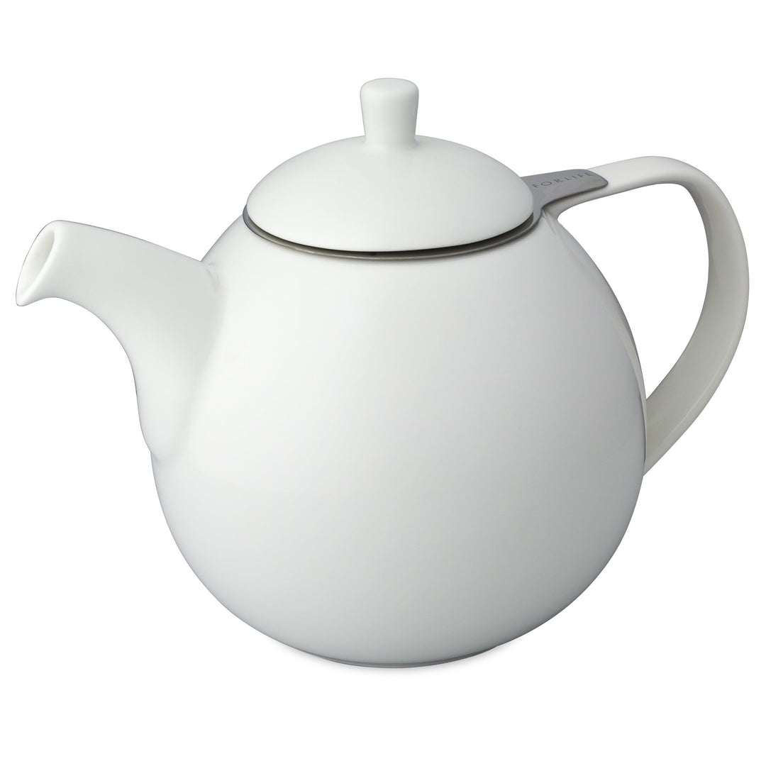 FORLIFE Curve Teekanne mit Teesieb, 1,3 l, Weiss White, White