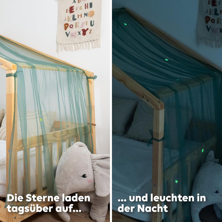 Hausbett Himmel mit leuchtenden Sternen - Betthimmel Hausbett Deko - Geschenk Mädchen & Jungen - Him