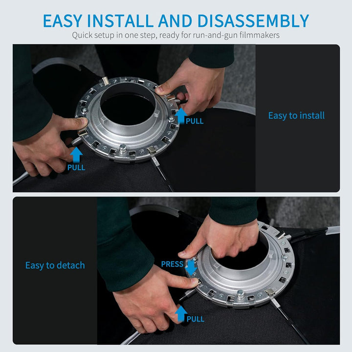 FEELWORLD FSR90 90×60cm Rechteckige Softbox, LED Licht Studio Fotostudio Set Zubehör, Bowens Halteru