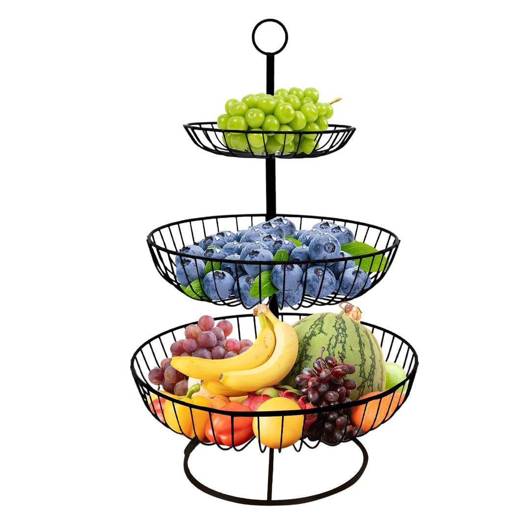 Obst Etagere 3 Stöckig, Obstkorb Etagere Metall, Stabil Obstschale Snackbar Obst und Gemüse Aufbewah