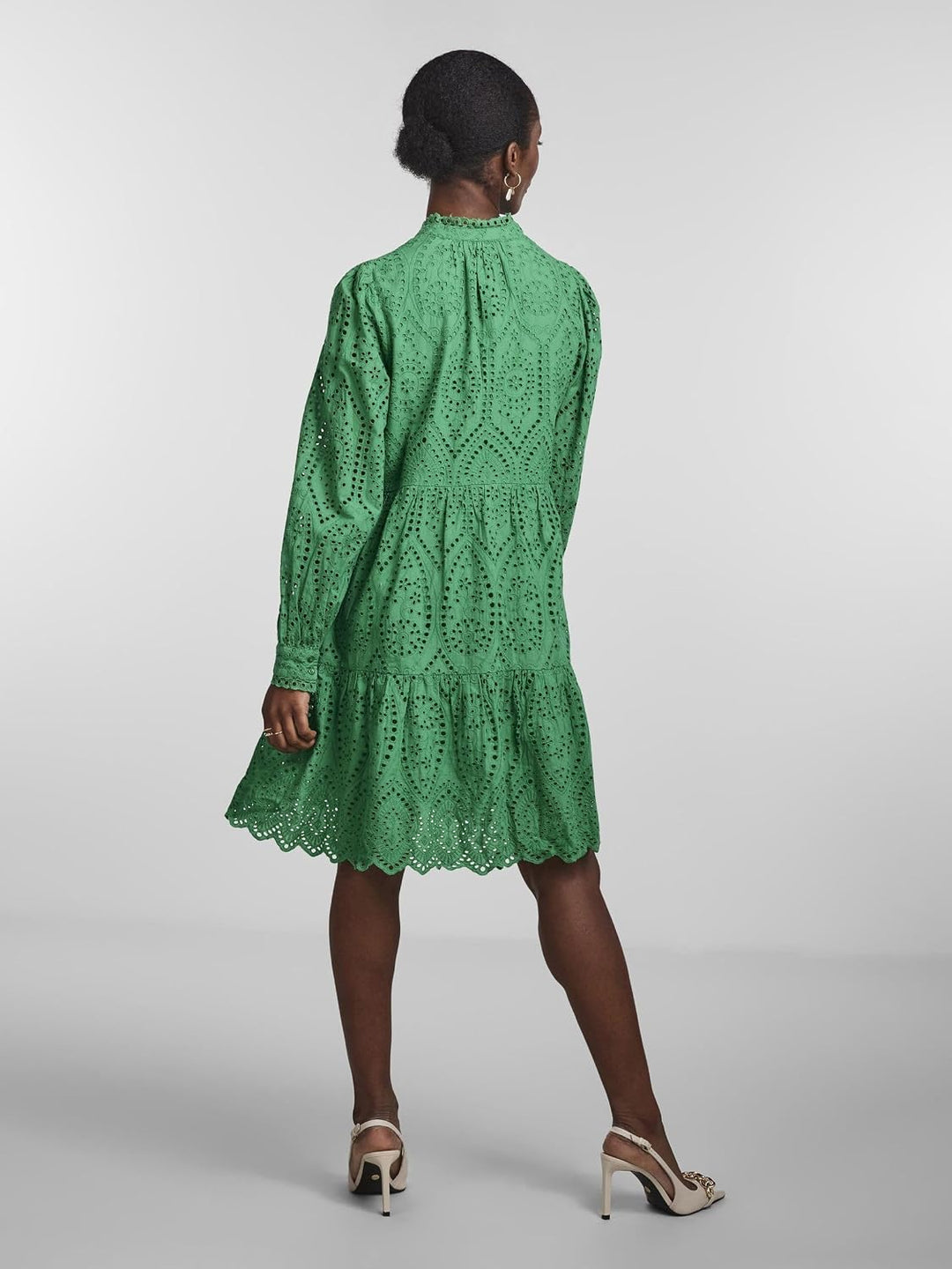YAS Damen Yasholi Ls Dress S. Noos Stufenkleid XS Jelly Bean, XS Jelly Bean