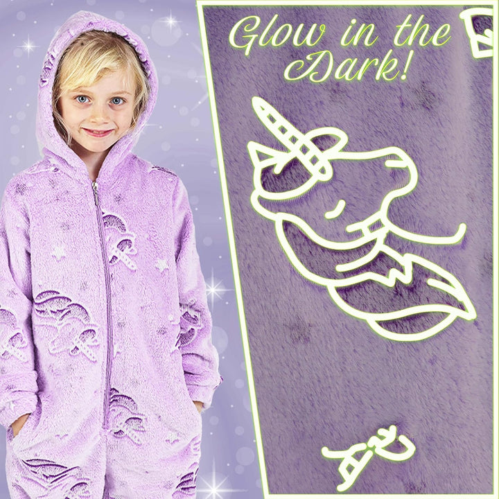 Jumpsuit Kinder Einteiler Fleece Overall Onesie Kinder Mädchen Jungen 4-14 Jahre, Lila
