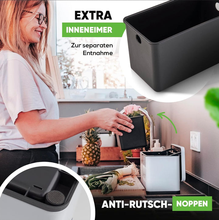 equipps Bio Mülleimer 3L | Komposteimer Küche für Bio Müll & Co | Mülleimer mit Geruchsfilter | Komp