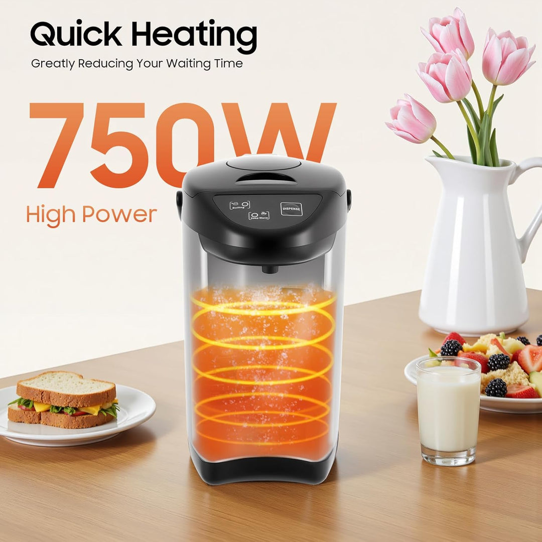 JIDIJINGH 4L Thermopot Elektrischer Wasserkocher mit Warmhaltefunktion 750W, Konstante Temperatur 92