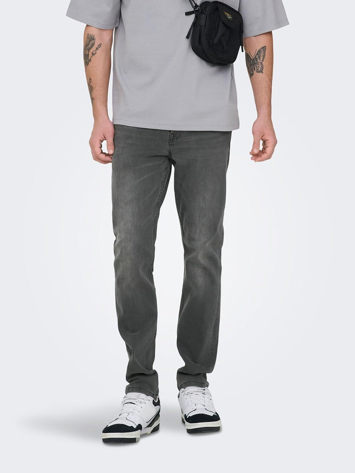 Only & Sons Male Slim Fit Jeans ONSLOOM Mid Rise Slim Fit Jeans 28W / 30L Black Denim