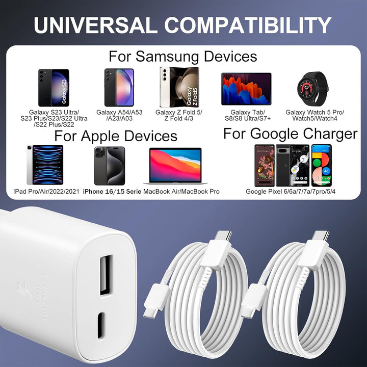 2er-Pack 25W USB C Ladegerät, Schnellladegerät Adapter Netzteil für iPhone 17/16/15/16 Pro/16 Pro Ma