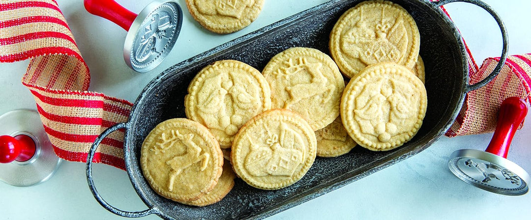 Nordic Ware Keksstempel, silber, Holzgriff, verschiedene Motive, Weihnachtsmotive, NW01236 Yuletide,