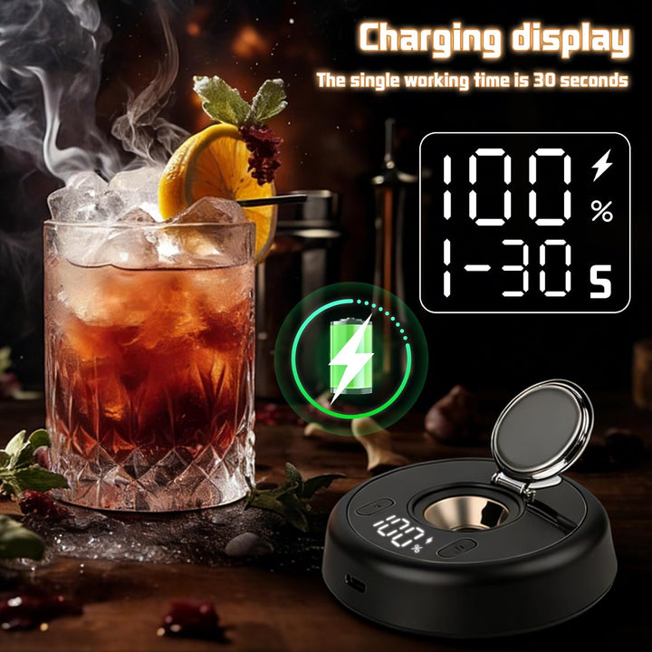 Whisky Smoker Set,Wiederaufladbarer Cocktail Smoker Kit mit 6 Flavors Holzspänen,RGB Licht,für Whisk