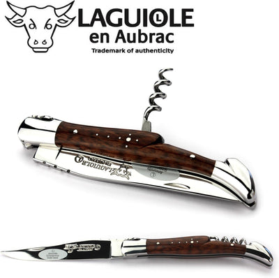 Laguiole en Aubrac Taschenmesser mit Korkenzieher L0312AMIF 12 cm, Griffschalen Schlangenholz, Kling