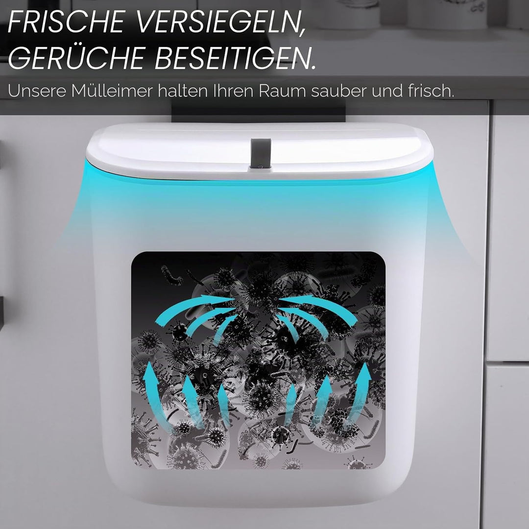 ELPHECO Küchenmülleimer mit Deckel 10L Bio-Mülleimer, hängende Abfallsammler, Kunststoff-Mülleimer f