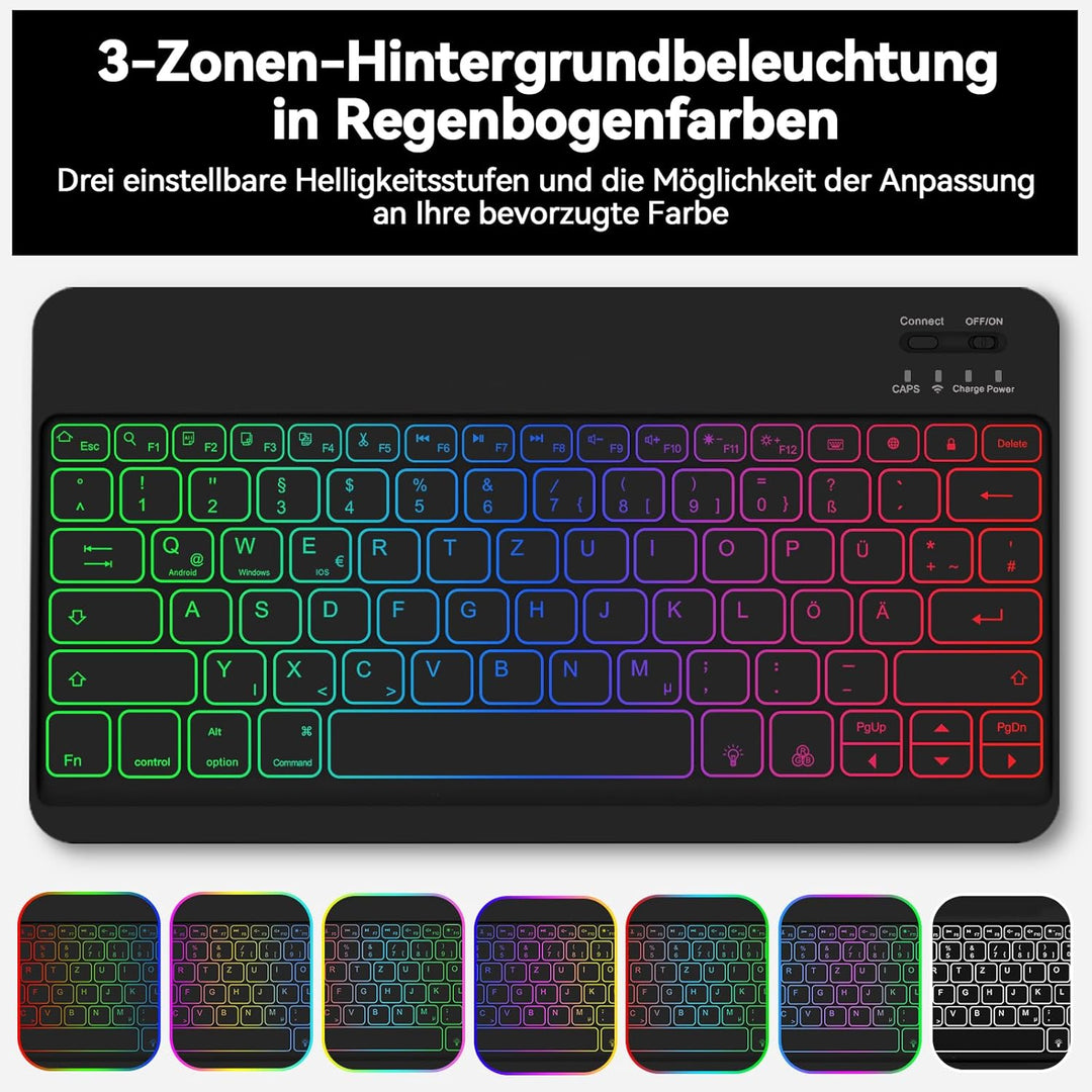 Bettdow für Samsung Galaxy Tab S10+/S10 Plus Tastatur Hülle, QWERTZ Layout Abnehmbarer Beleuchtete T