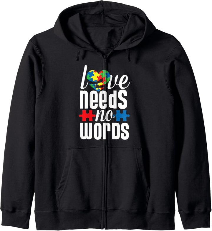 Autism Presents Love Needs No Words Autistic Gifts Kids Kapuzenjacke