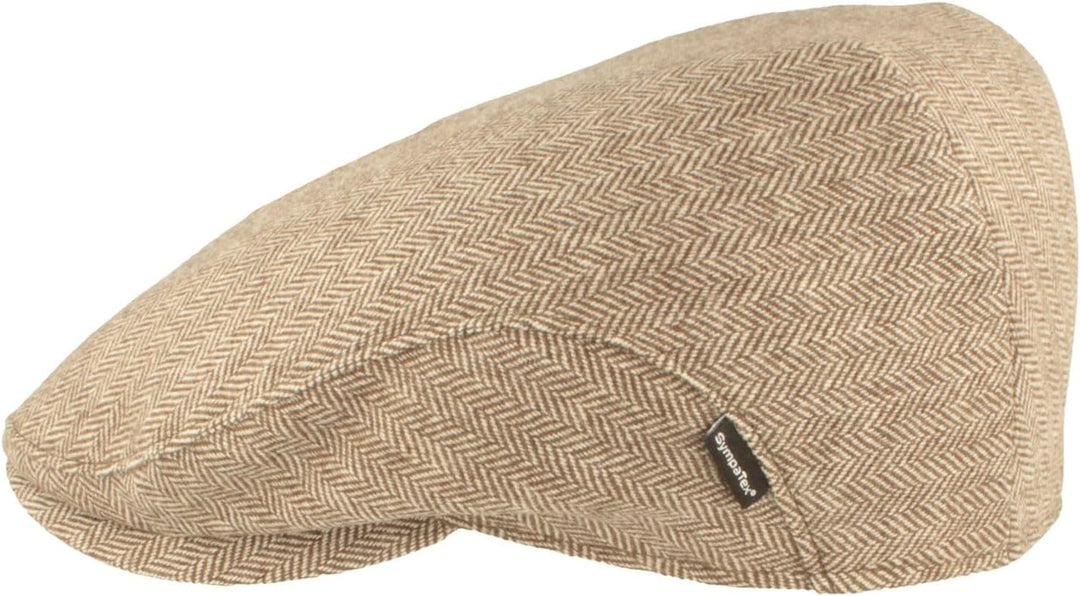 Breiter Herren Winter Schiebermütze mit Ohrenklappen Flatcap Schirmmütze 100% Wolle mit ausklappbare