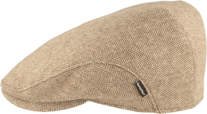 Breiter Herren Winter Schiebermütze mit Ohrenklappen Flatcap Schirmmütze 100% Wolle mit ausklappbare