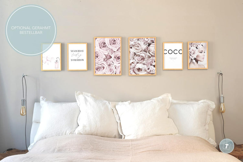 Papierschmiede® Mood Poster Set Coco Flowers, Bilder Wohnzimmer Deko Schlafzimmer, 2x DIN A2 und 4x