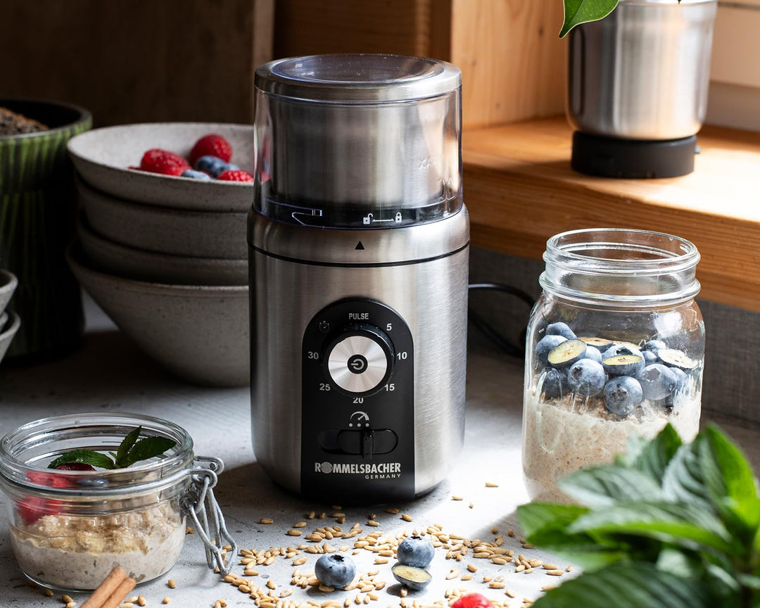 ROMMELSBACHER Gewürz- & Kaffeemühle EGK 250, 2 Edelstahlbehälter mit Schlagmesser & Spezialmesser, F