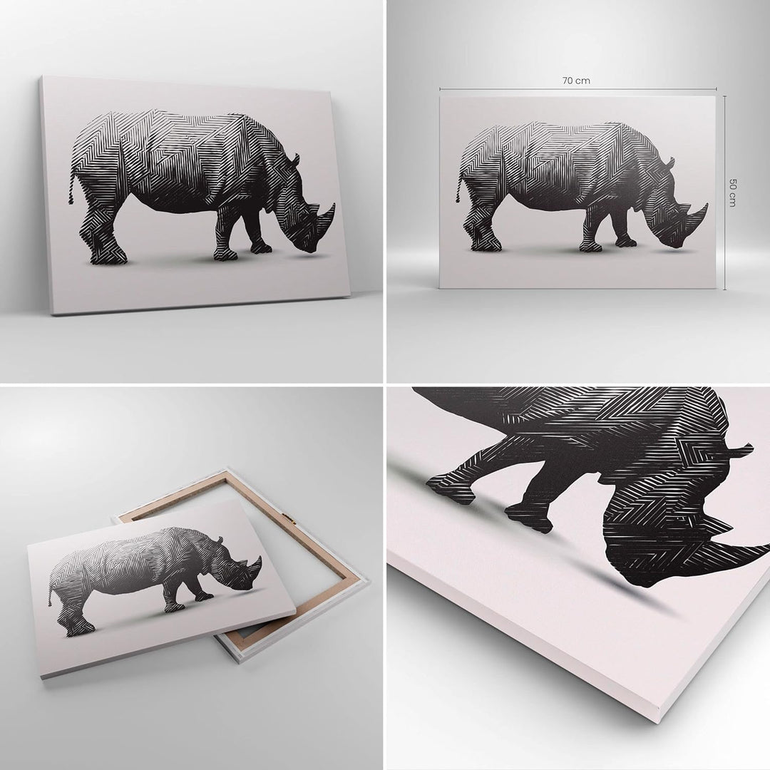 Bilder auf Leinwand Nashorn Tier Afrika Safari Leinwandbild 70x50cm Wandbilder Dekoration Wohnzimmer