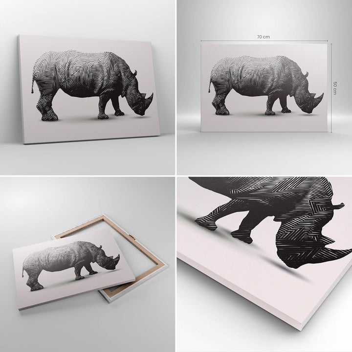 Bilder auf Leinwand Nashorn Tier Afrika Safari Leinwandbild 70x50cm Wandbilder Dekoration Wohnzimmer