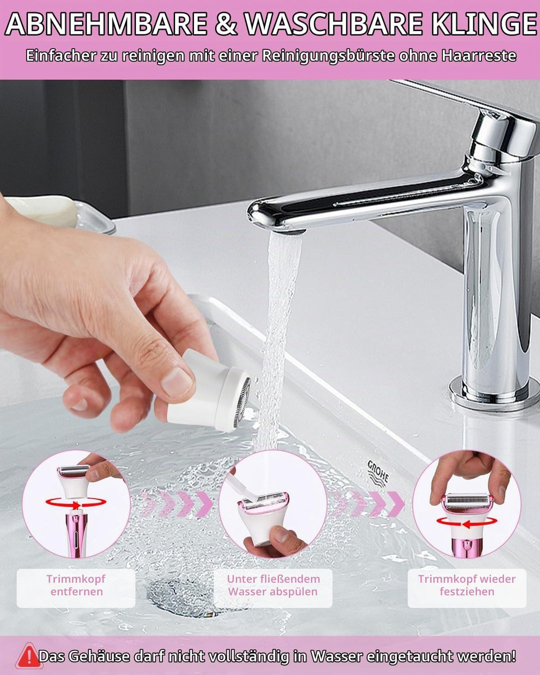 Rasierer Damen, 5-in-1 Epilierer Damen, Intimrasierer für Frauen, USB-Aufladung, Damenrasierer Elekt