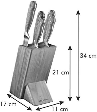 Tescoma Feelwood Premium Messerblock-Set I 5 Spitzen-Kochmesser aus rostfreiem Stahl im edlen Holzbl