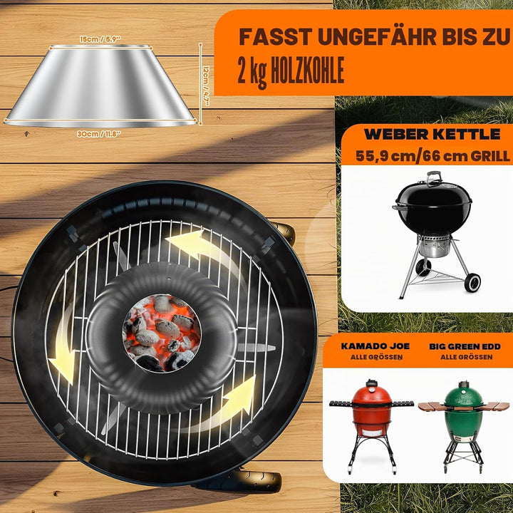 Onlyfire Edelstahl Kohlekorb BBQ Kraftstoff Dome für für Weber Kugelgrill und Holzkohlegrill und and