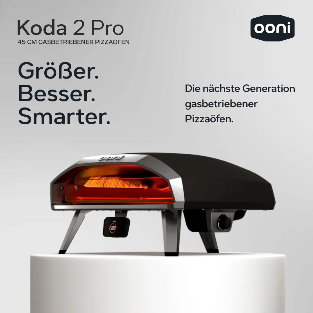 Ooni Koda 2 Pro 18" Gas Pizzaofen – Schwarzgrau – Gas Pizzaofen mit 2 Kochzonen – Kompakt &amp; Tragbare