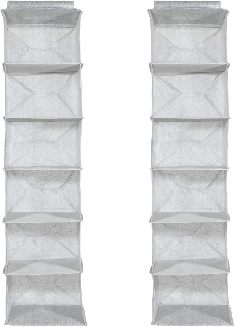 Navaris 2er Set Stoffregal Kleiderschrank Organizer - 2X 6 Fächer Hängeregal aus Stoff für Kleidersc