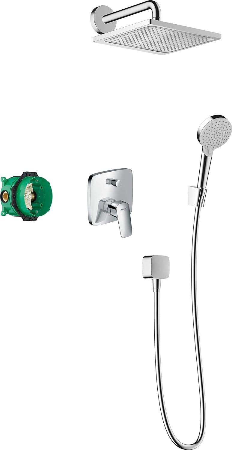 hansgrohe Duschset Crometta E 240 Unterputz (7 in 1), Duschsystem mit Kopfbrause, Wannenmischer, Dus