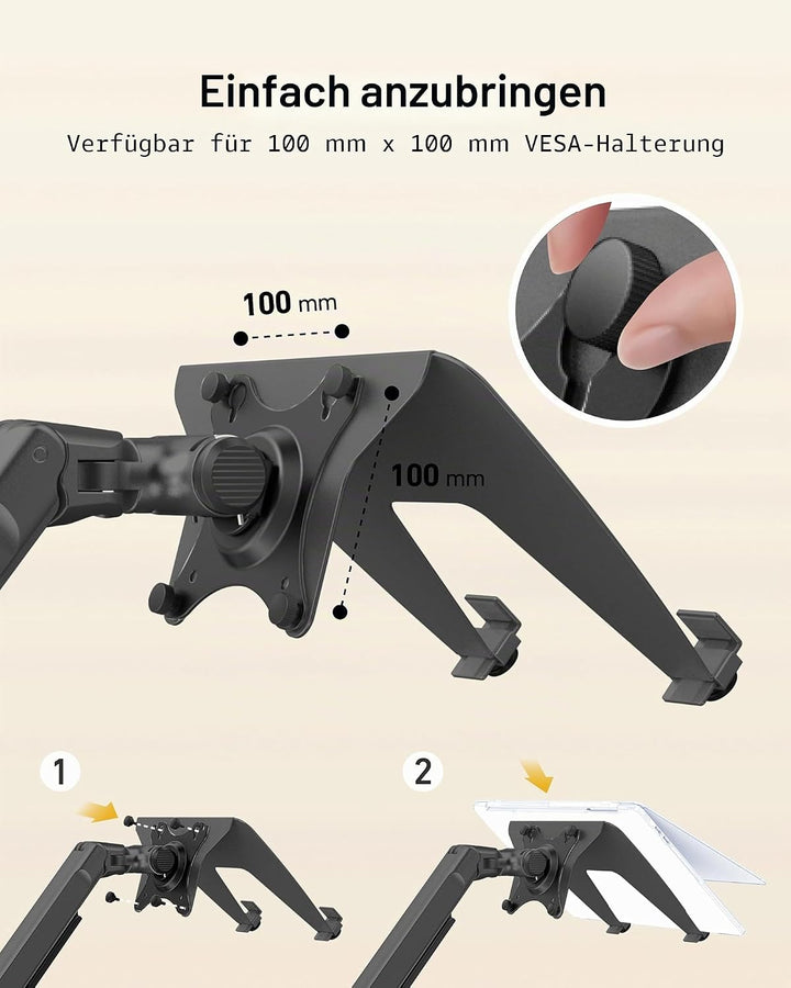 Ergounion VESA Laptop Adapter für Monitorarm – 100 x 100 mm VESA Laptop Halterung – Armhalterung für