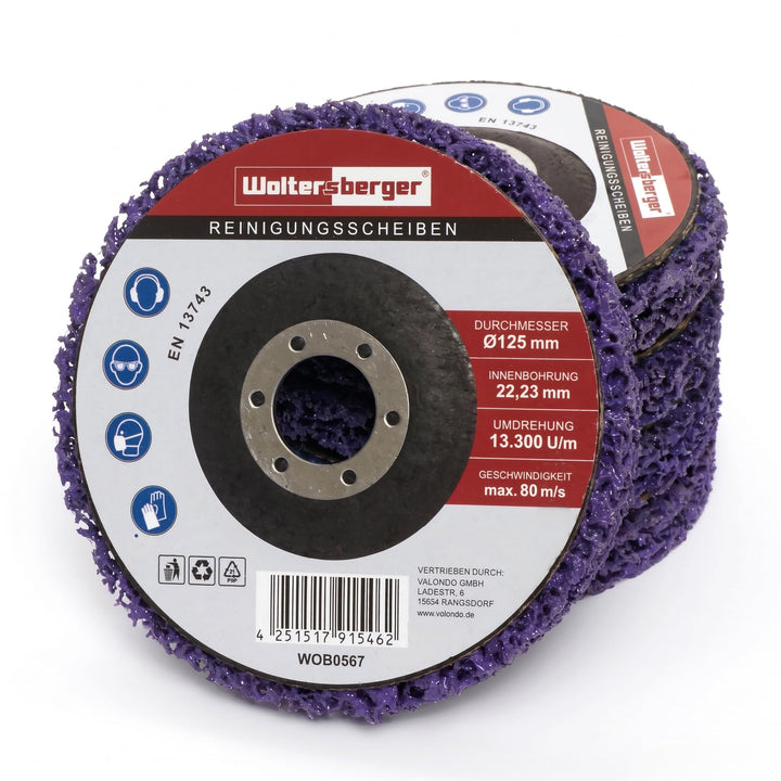 Woltersberger® 5 Stück Grob Reinigungsscheiben Ø125mm CSD Reinigungsvlies CBS Nylon Gewebescheibe Li