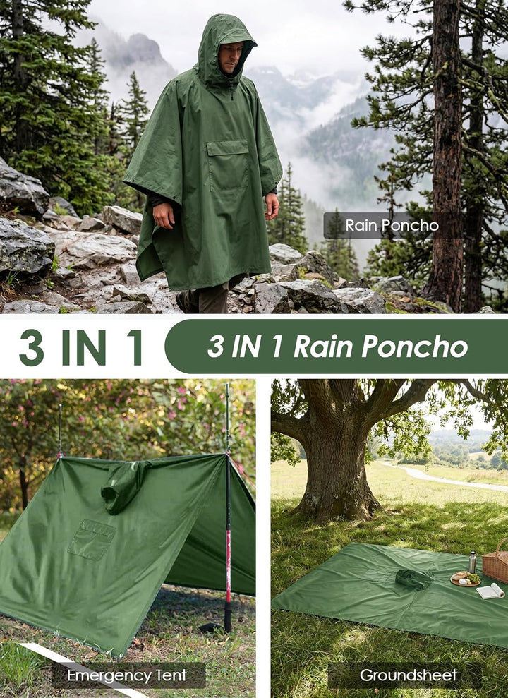 TOMSHOO Unisex Poncho Armee grün, Armee gr&amp;