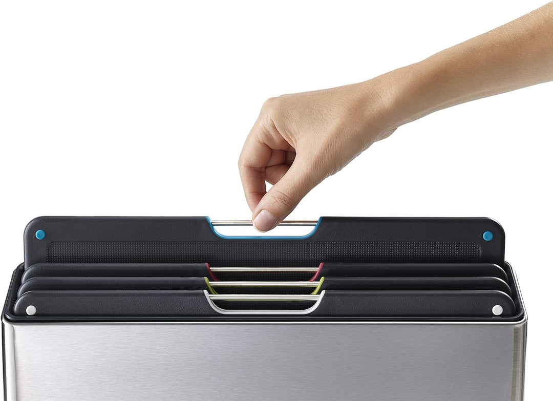 Joseph Joseph Folio 4-tlg. farbcodiertes Schneidebrett-Set, Slimline-Koffer für die organisierte Auf