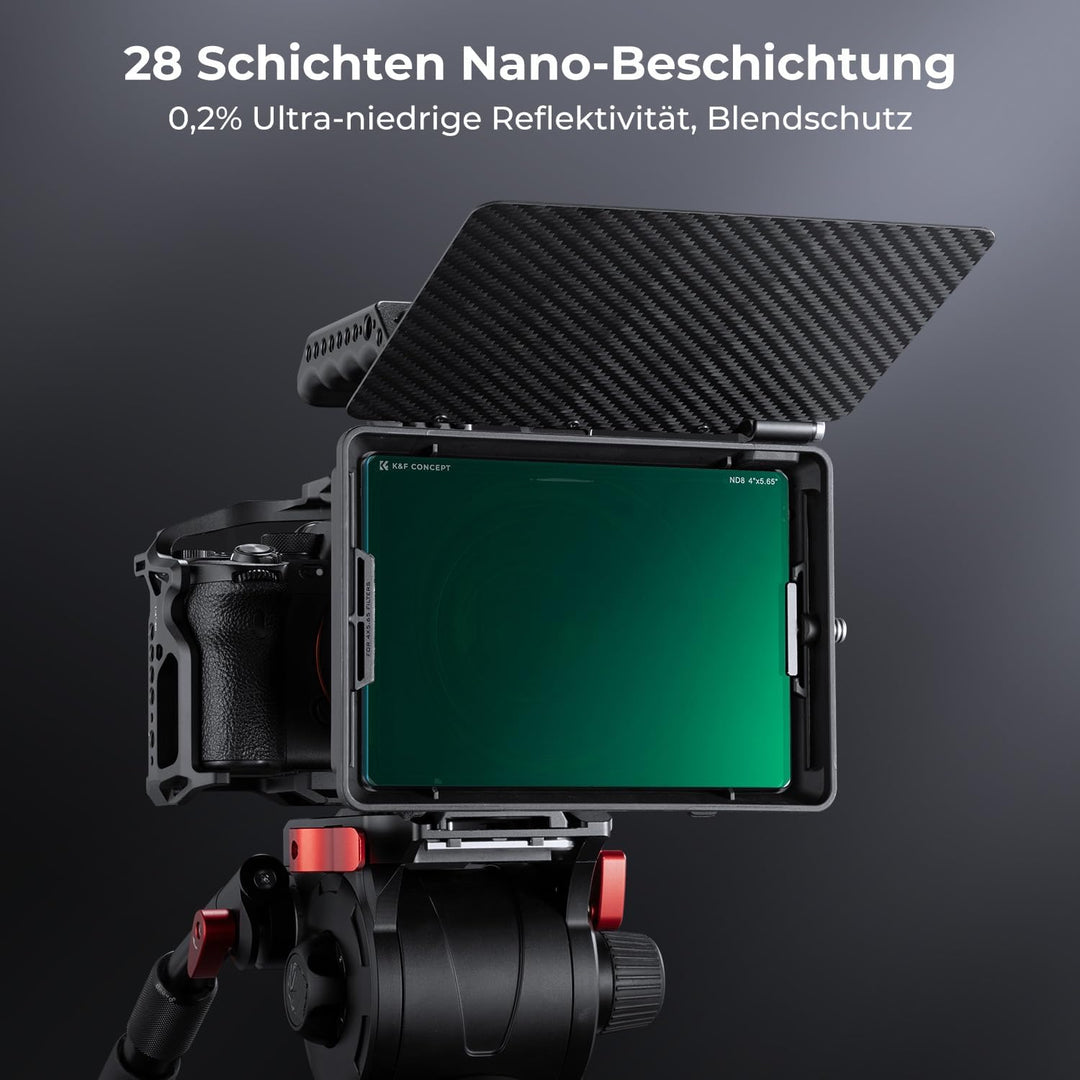K&F Concept 4 x 5,65" ND8 Filter(3 Blendenstufen),Dicke 4mm Rechteckfilter quadratischer Graufilter