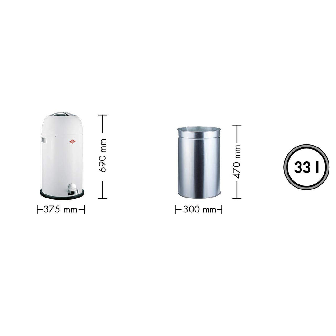 Wesco Kickmaster Abfallsammler aus hochwertigem Stahlblech in der Farbe Schwarz Matt mit einem Volum