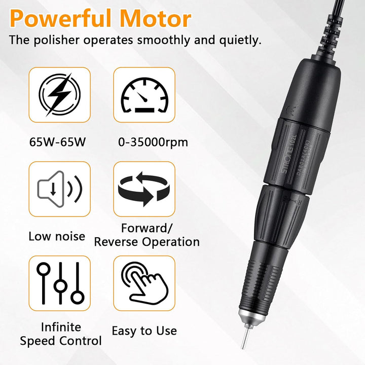 Labor Mikromotor Poliermaschine, 65W Elektrische Schleifen Poliere, mit Fusspedal & 6pcs Schleifzube