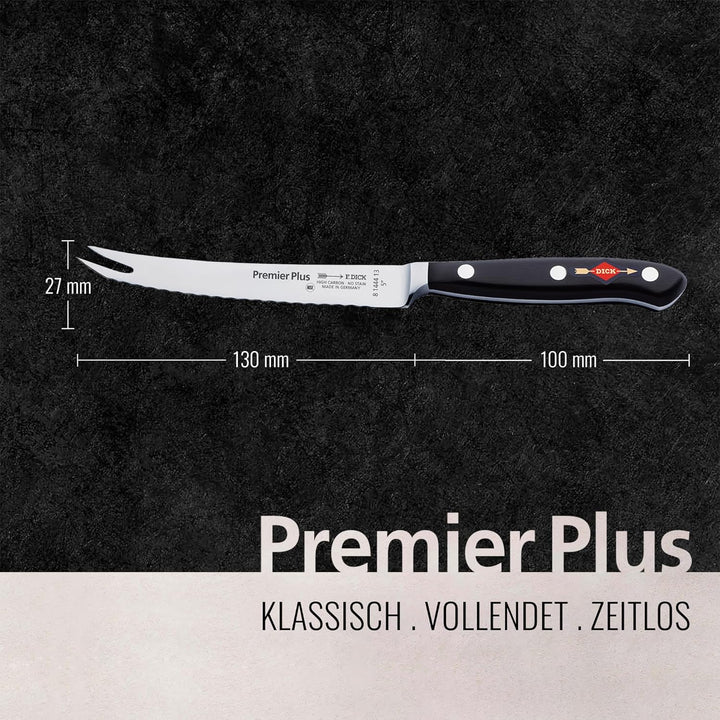 F. DICK Tomatenmesser, Premier Plus (Messer mit Klinge 13 cm, X50CrMoV15 Stahl, nichtrostend, 56° HR