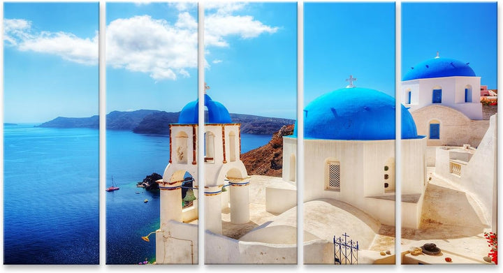 islandburner Bild auf Leinwand Oia Stadt Insel Santorini Blau Weiss Bilder Wandbilder Poster Leinwan