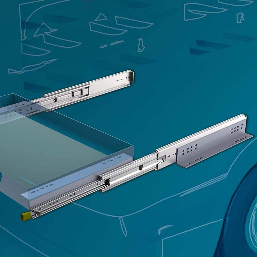 1 Paar SOTECH Schwerlastauszüge KV2-200-H76-L750-LC 762 mm mit Lock-in/out Einrastfunktion gelb Schw