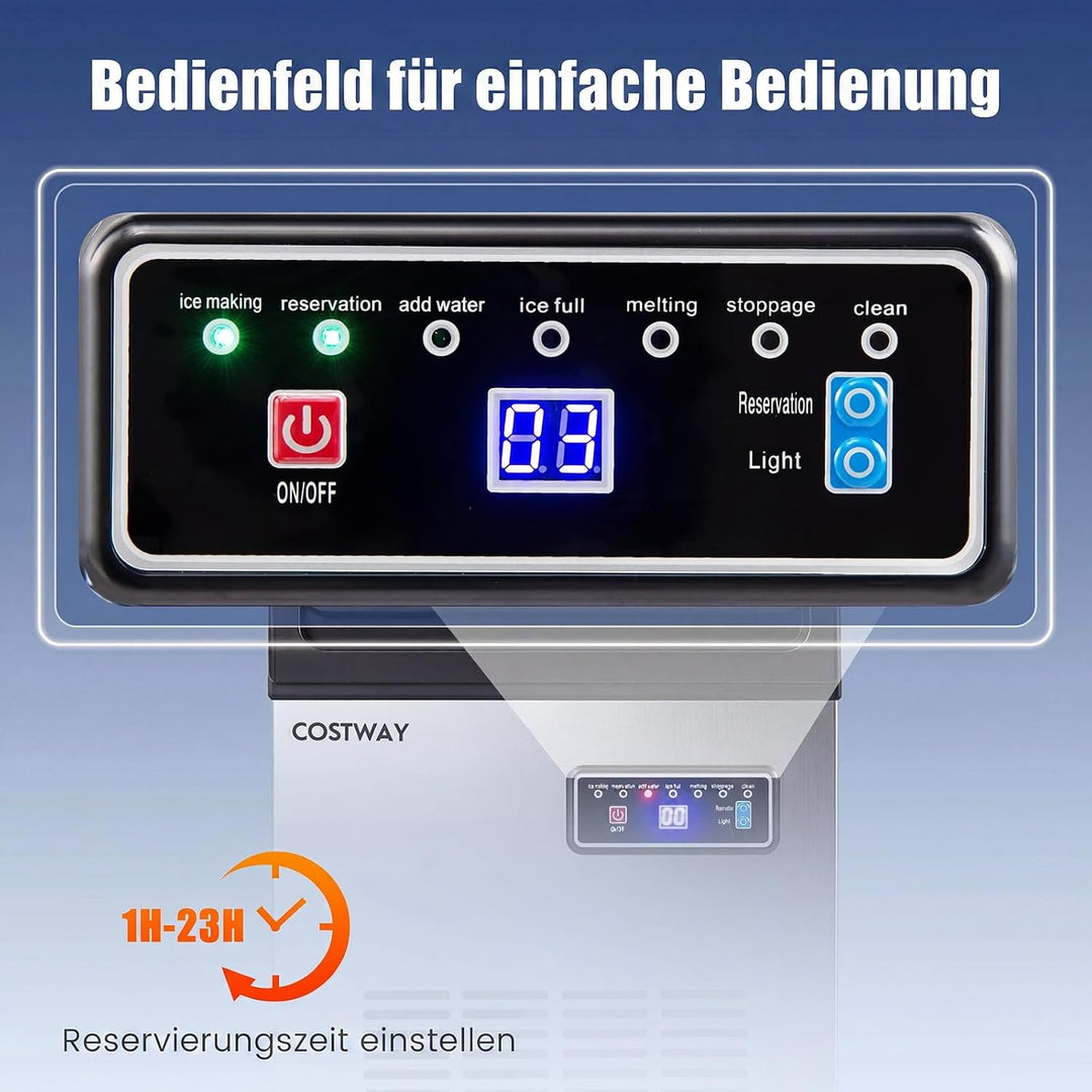 COSTWAY Gewerbliche Eiswürfelmaschine aus Edelstahl, Eiswürfel 41kg/24 Std. Modell 2, Modell 2